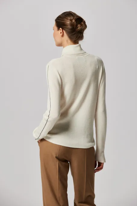 Bílý rolák ze hedvábím a kašmírem