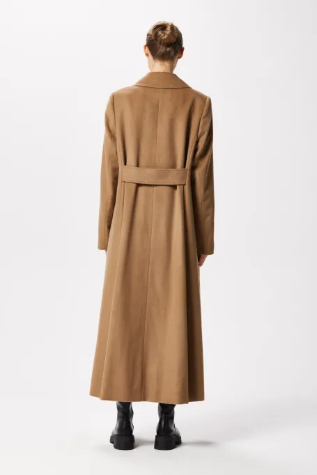 Dlouhý kabát s vlnou a hedvábím