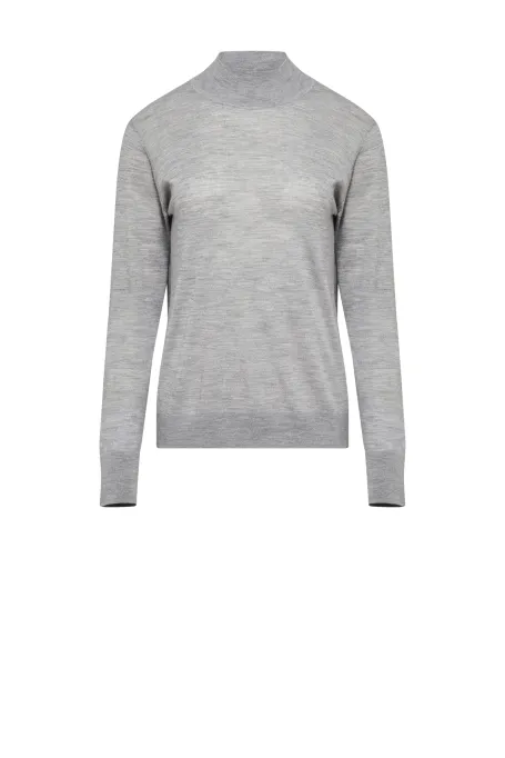 Šedý polo golf svetr z merino vlny Julia