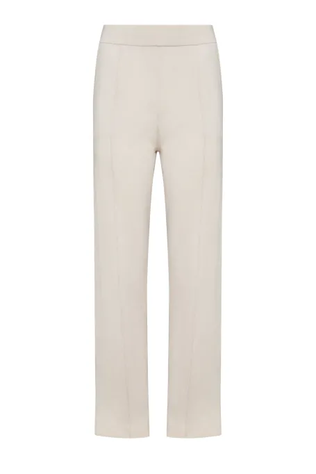 Bežové široké kalhoty z merino vlny