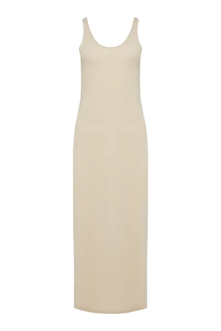 Béžové šaty s kašmírem a merino vlnou