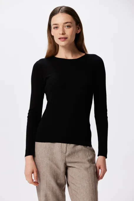 Černá blůza s lyocelem a hedvábím Emilly