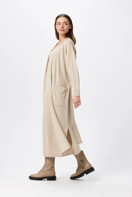 Dlouhý kardigan z kašmíru a merino vlny