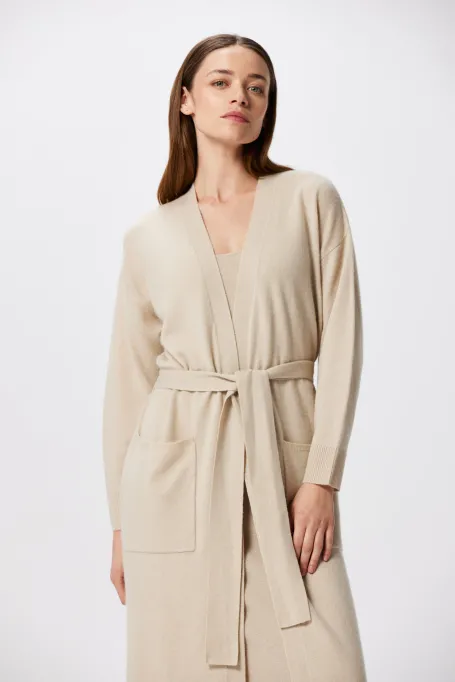 Dlouhý kardigan z kašmíru a merino vlny