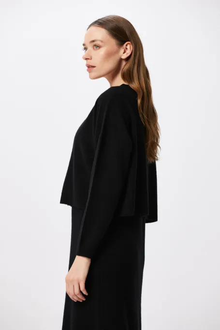 Černý krátký kardigan s kašmírem