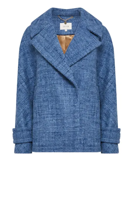 Bledě modrá bunda s alpaka vlnou