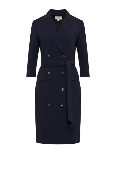 Modrá dvouřadá business šaty Elise