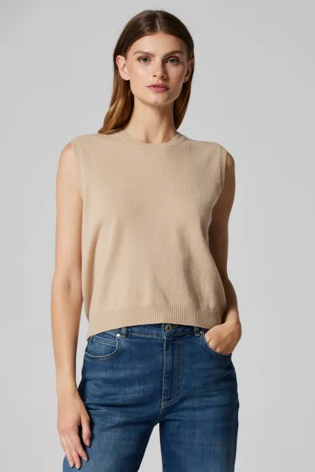 béžová blůza s kašmírem a merino vlnou