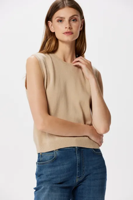 béžová blůza s kašmírem a merino vlnou