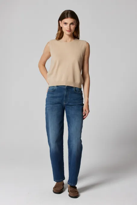 béžová blůza s kašmírem a merino vlnou