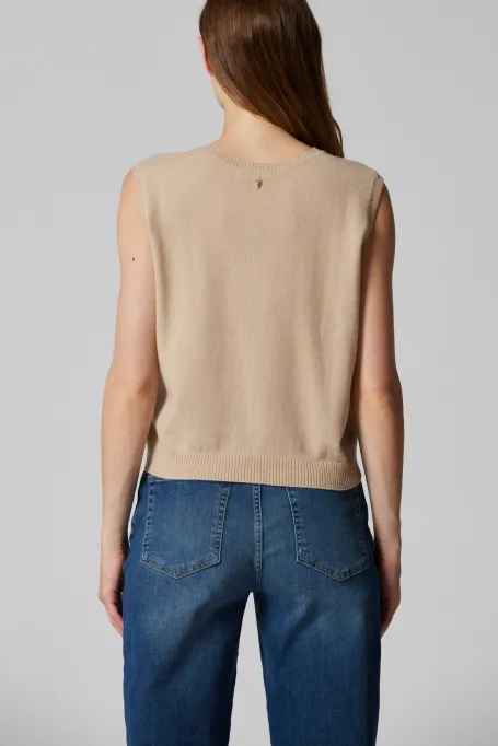 béžová blůza s kašmírem a merino vlnou