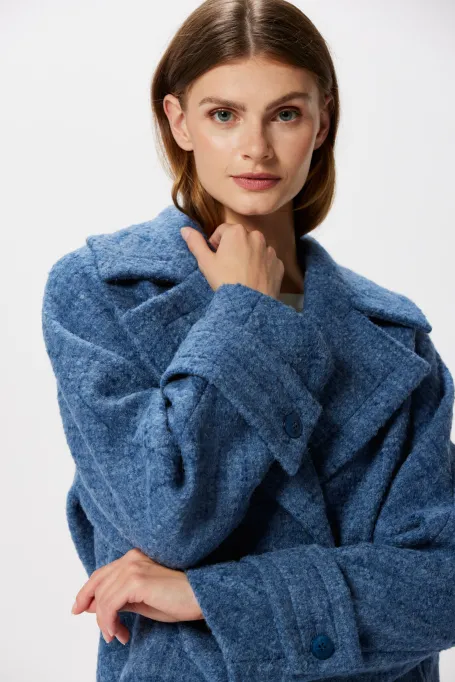 Bledě modrá bunda s alpaka vlnou