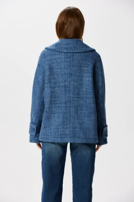 Bledě modrá bunda s alpaka vlnou