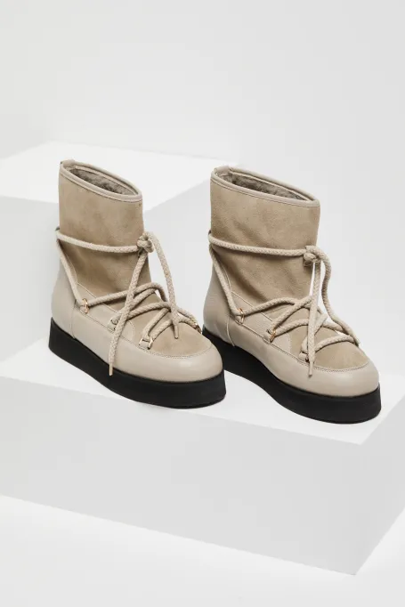 Beige kožené sněhule