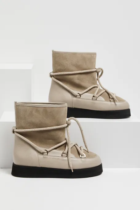 Beige kožené sněhule