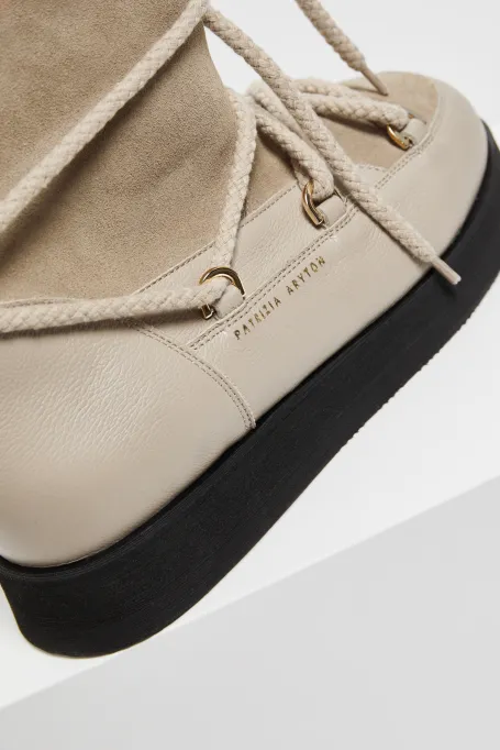 Beige kožené sněhule