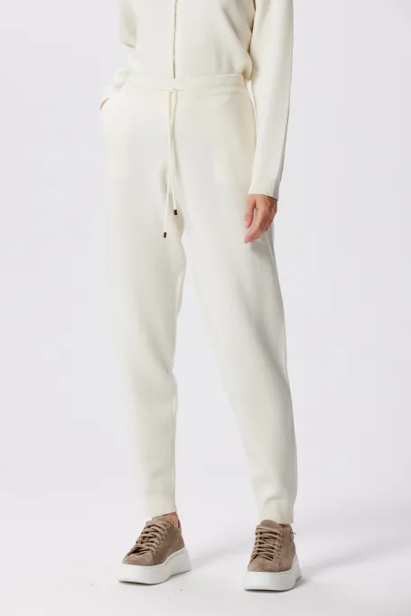 Krémové kalhoty z merino vlny