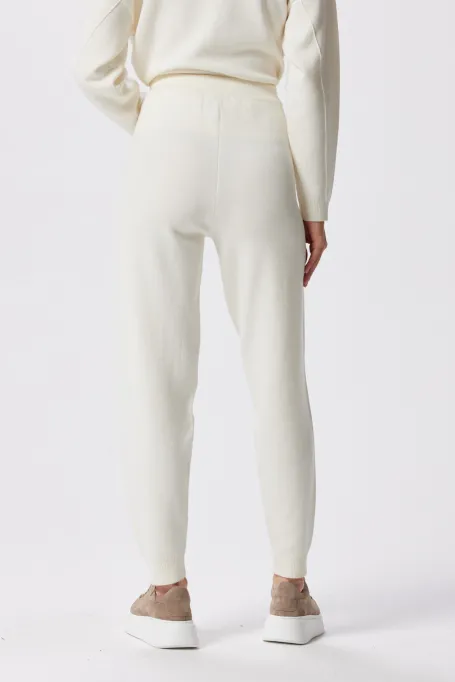 Krémové kalhoty z merino vlny