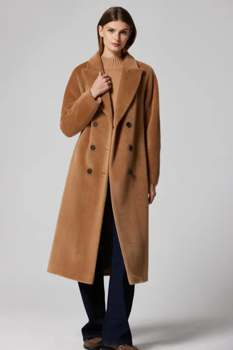 Camel dvouřadý kabát se suri alpaka
