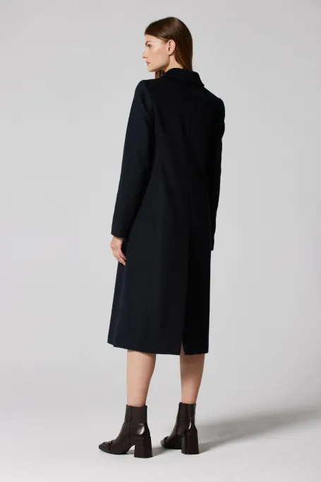 Tmavě modrý kabát z velbloudí vlny