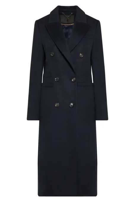 Tmavě modrý kabát z velbloudí vlny