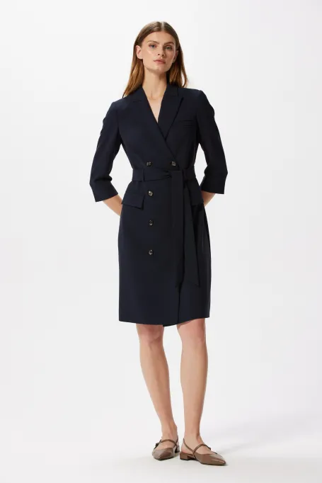 Modrá dvouřadá business šaty Elise