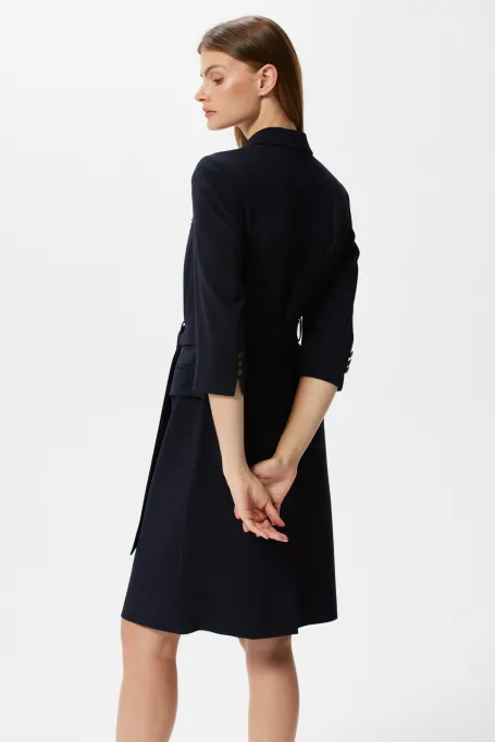 Modrá dvouřadá business šaty Elise