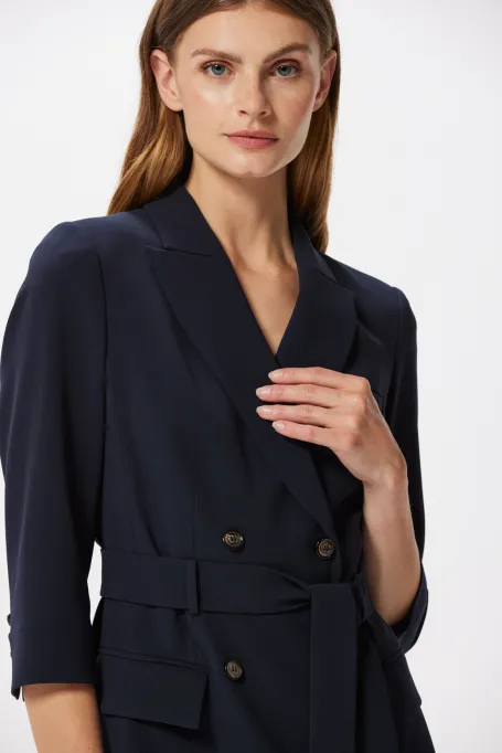 Modrá dvouřadá business šaty Elise