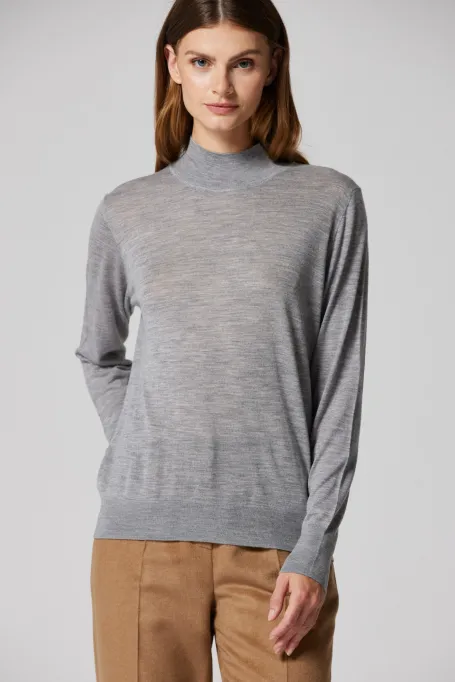 Šedý polo golf svetr z merino vlny Julia