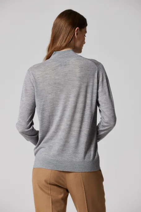 Šedý polo golf svetr z merino vlny Julia