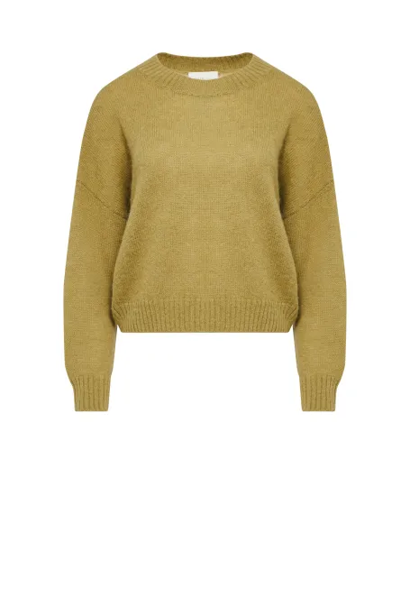 Zelený svetr z mixu alpakové vlny