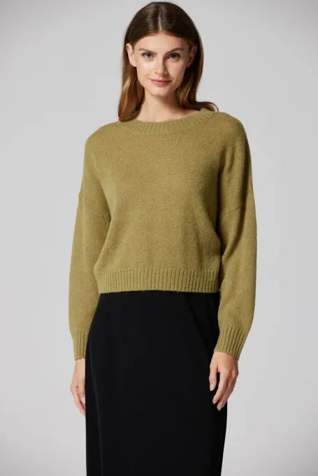 Zelený svetr z mixu alpakové vlny