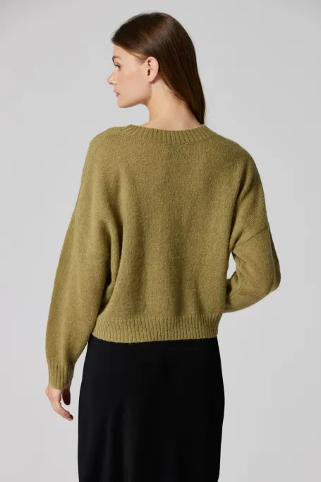 Zelený svetr z mixu alpakové vlny