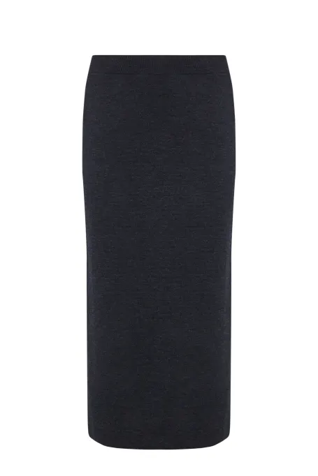 Šedá midi sukně ze merino vlny