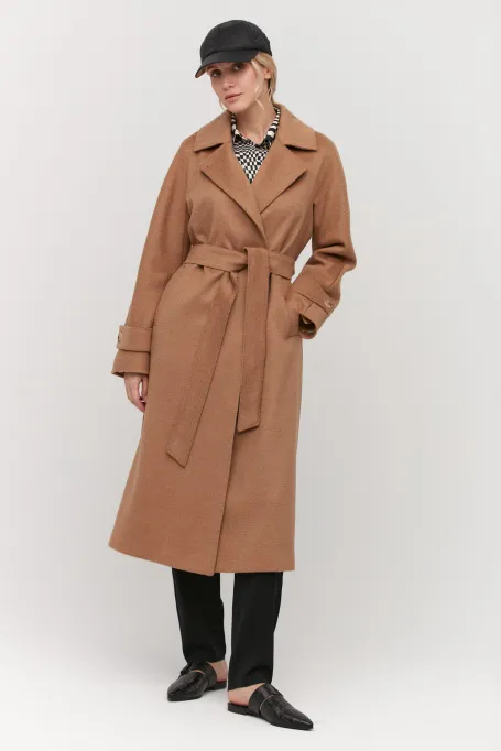 Velbloudí kabát z velbloudí vlny s páskem