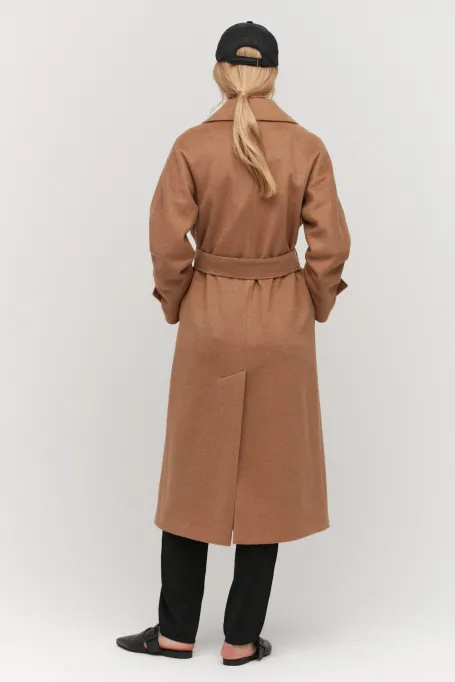 Velbloudí kabát z velbloudí vlny s páskem