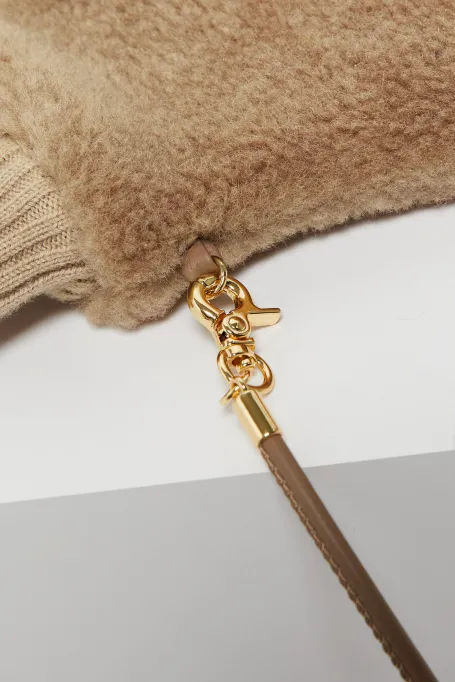 Camelové rukavice z teddy bear vlny