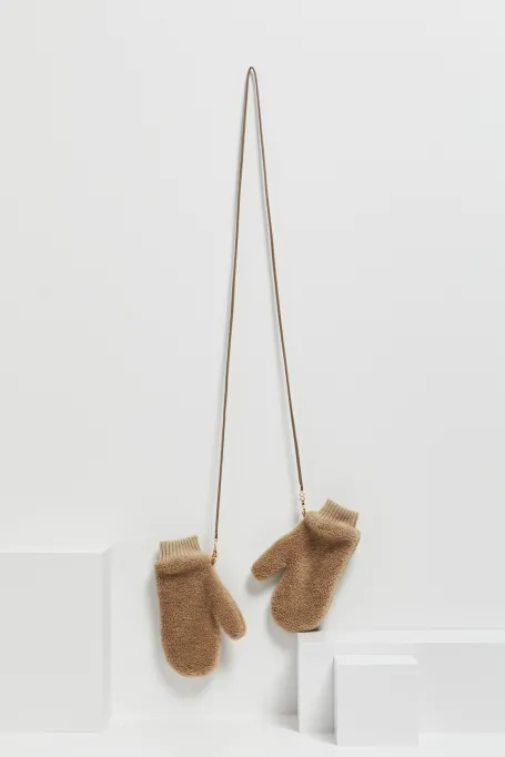 Camelové rukavice z teddy bear vlny