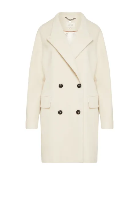 Bílý vlněný kabát dvouřadý