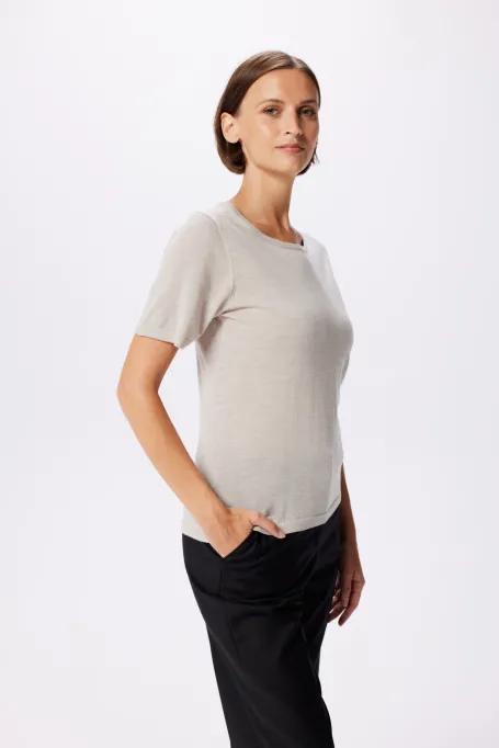 Béžová blůza z merino vlny