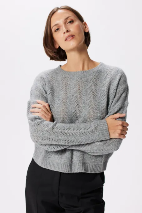 Šedý vlněný svetr s kašmírem