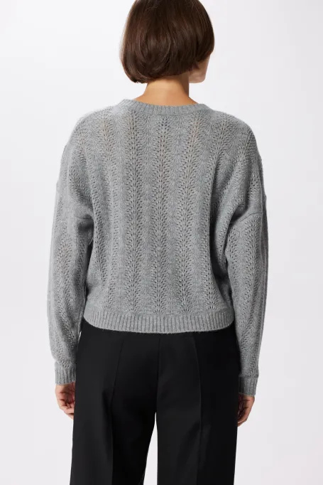 Šedý vlněný svetr s kašmírem