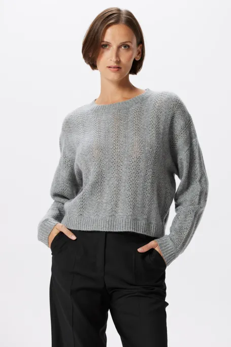 Šedý vlněný svetr s kašmírem