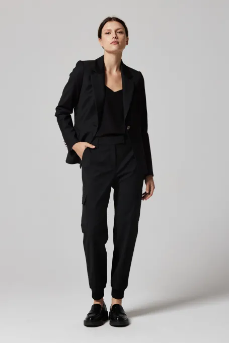 Černé cargo kalhoty s vlnou