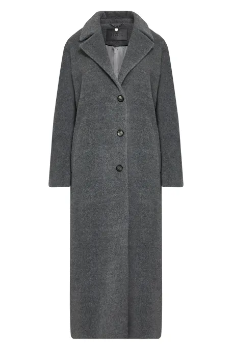 Šedý vlněný kabát se suri alpaku