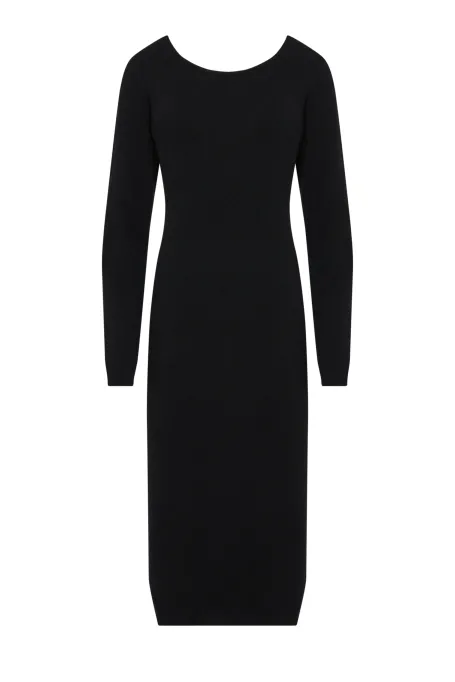 Černé midi šaty z kašmíru