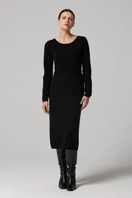 Černé midi šaty z kašmíru