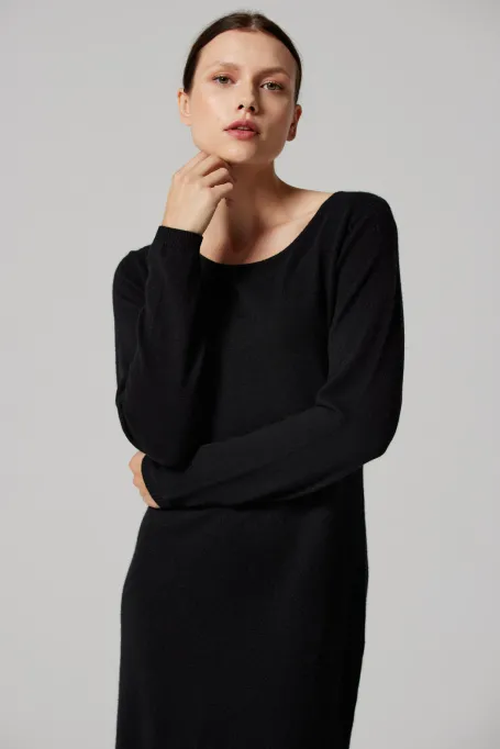 Černé midi šaty z kašmíru