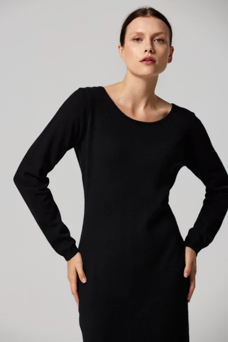 Černé midi šaty z kašmíru