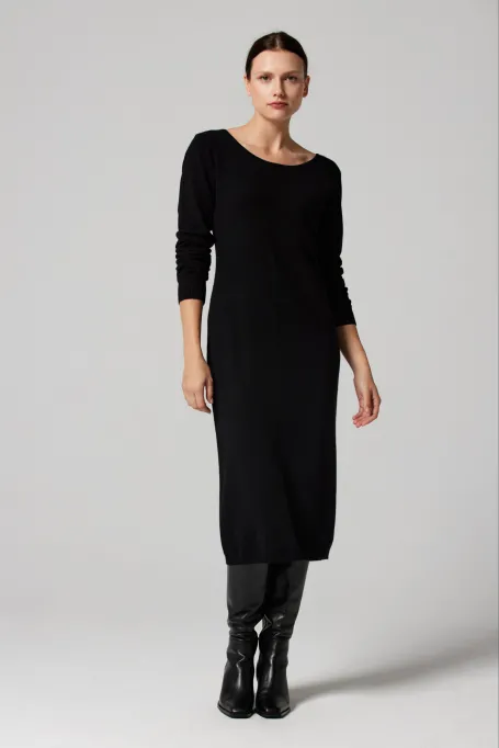 Černé midi šaty z kašmíru